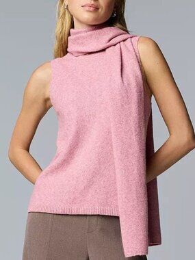 Simply Vera Wang Sweater w/ Scarf XXL Pink Sleeveless Cashmere Blend NWT